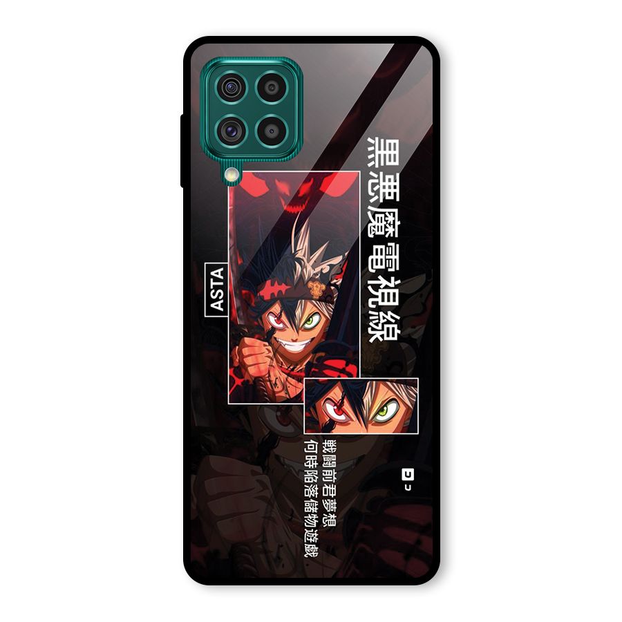Asta Black Clover Glass Back Case for Galaxy F62