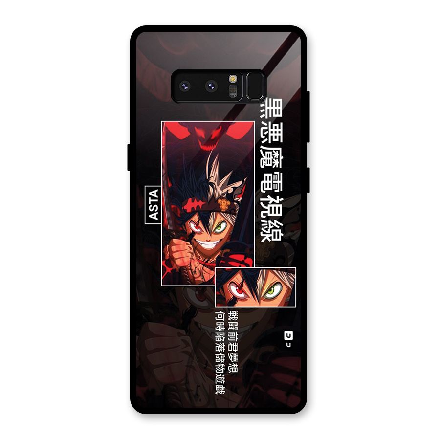 Asta Black Clover Glass Back Case for Galaxy Note 8