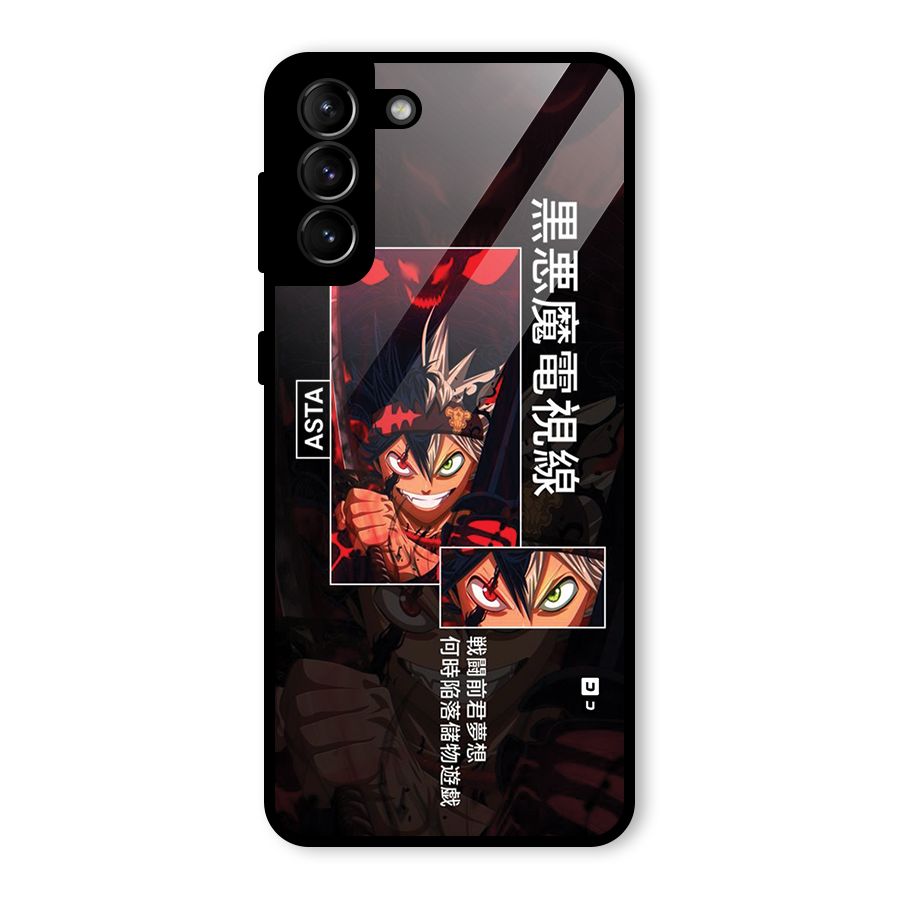 Asta Black Clover Glass Back Case for Galaxy S21 Plus