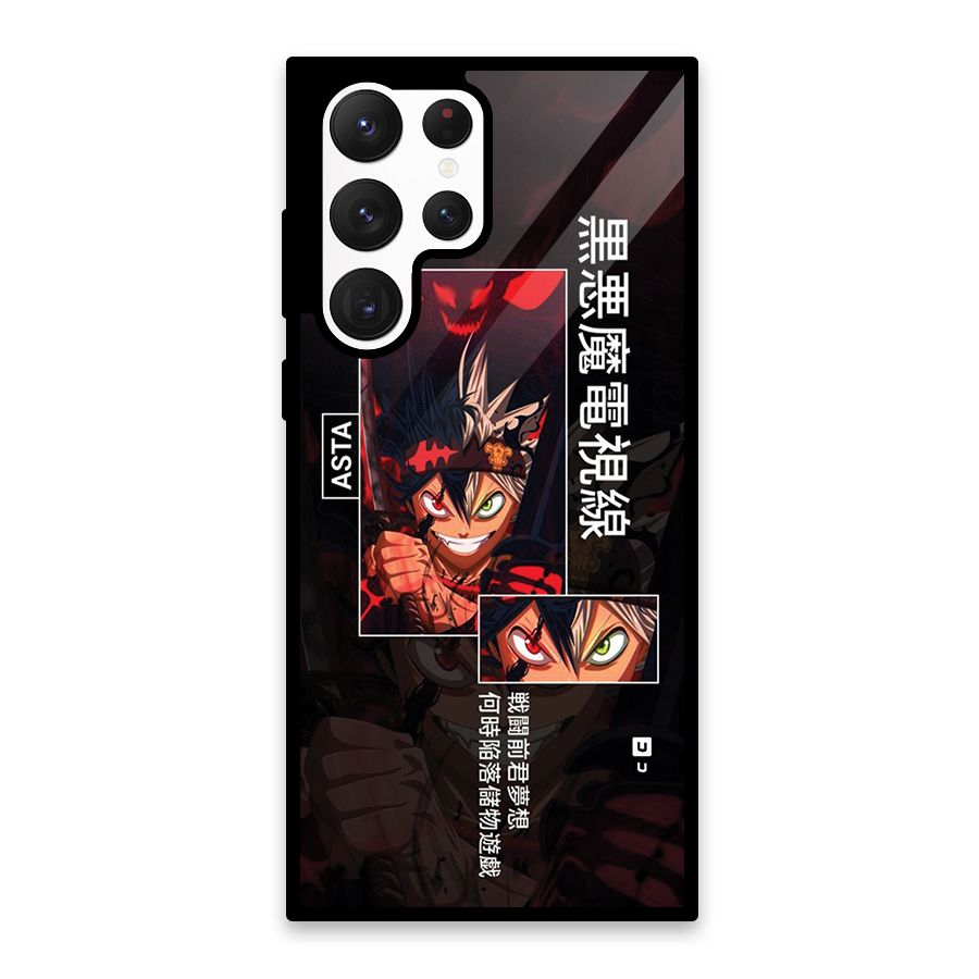 Asta Black Clover Glass Back Case for Galaxy S22 Ultra 5G