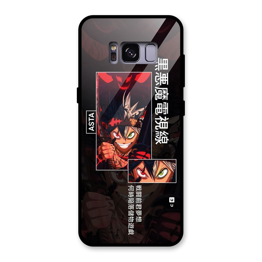 Asta Black Clover Glass Back Case for Galaxy S8