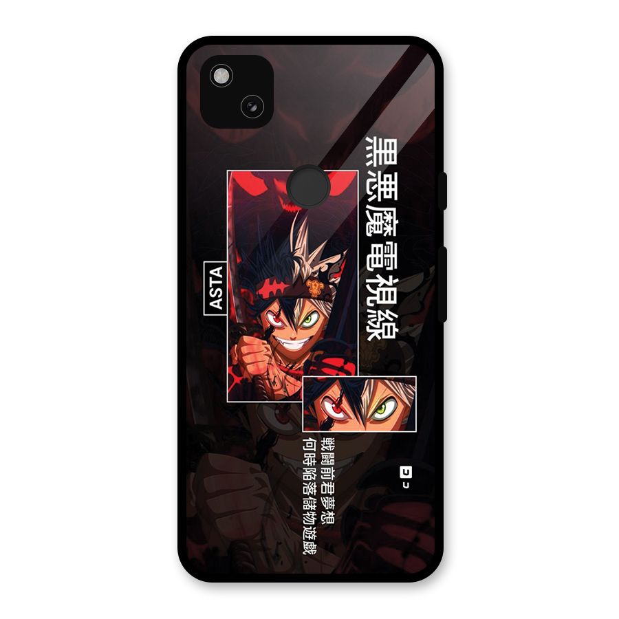 Asta Black Clover Glass Back Case for Google Pixel 4a