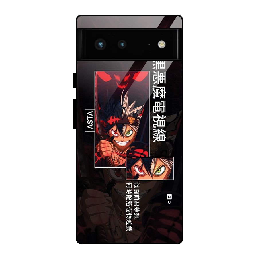 Asta Black Clover Glass Back Case for Google Pixel 6