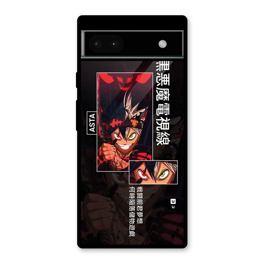 Asta Black Clover Glass Back Case for Google Pixel 6a