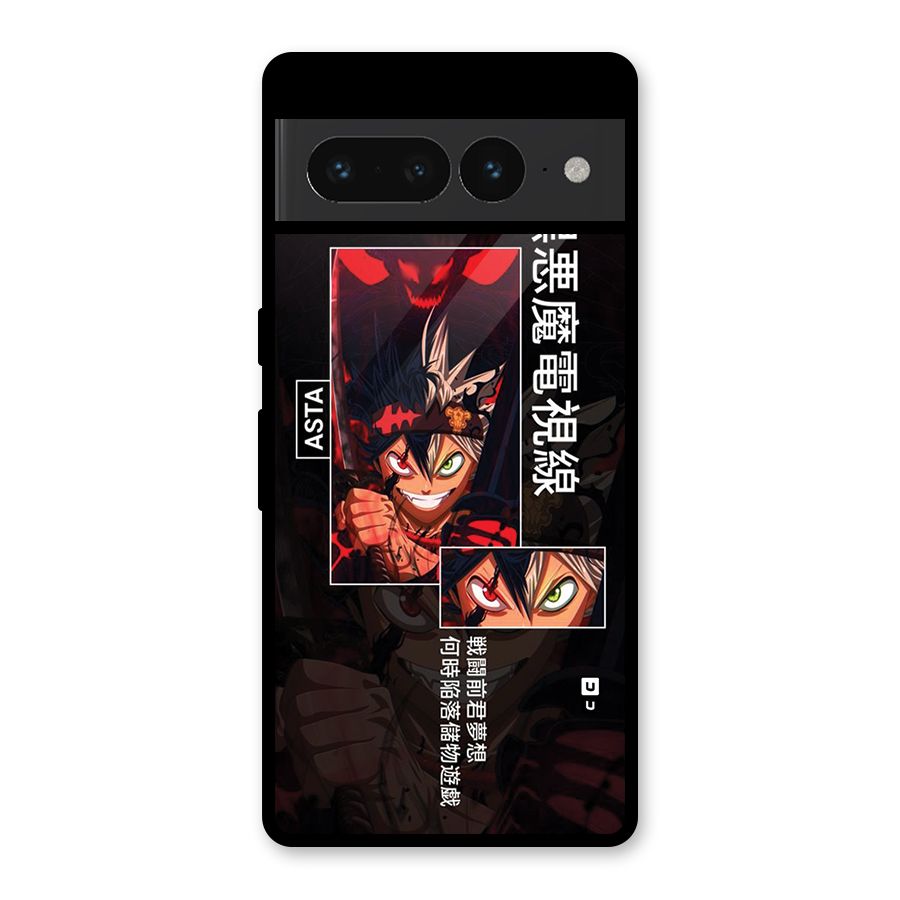 Asta Black Clover Glass Back Case for Google Pixel 7 Pro