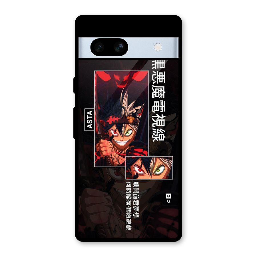 Asta Black Clover Glass Back Case for Google Pixel 7a