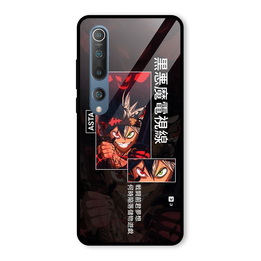 Asta Black Clover Glass Back Case for Mi 10