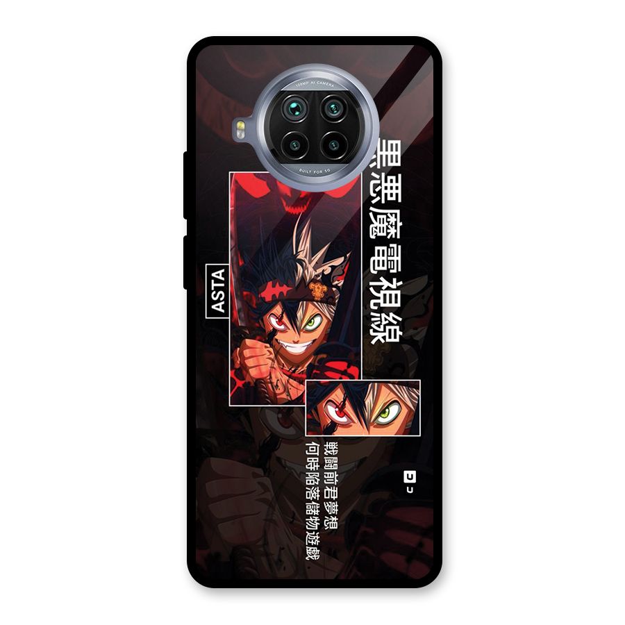 Asta Black Clover Glass Back Case for Mi 10i