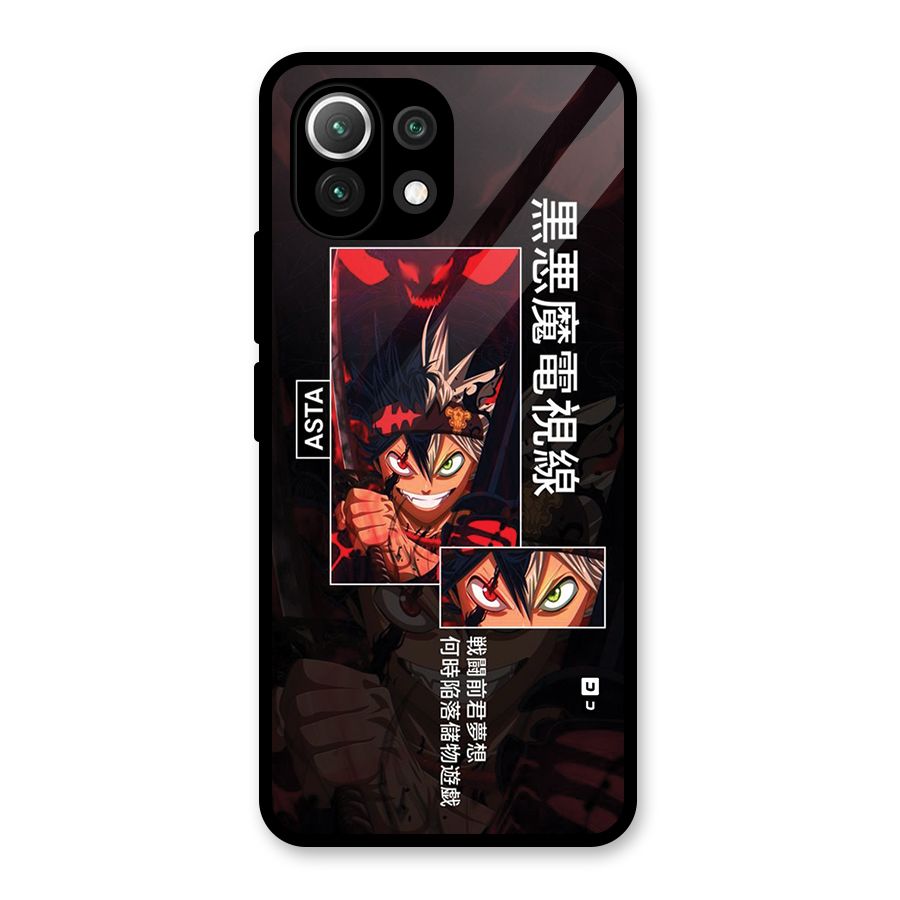 Asta Black Clover Glass Back Case for Mi 11 Lite