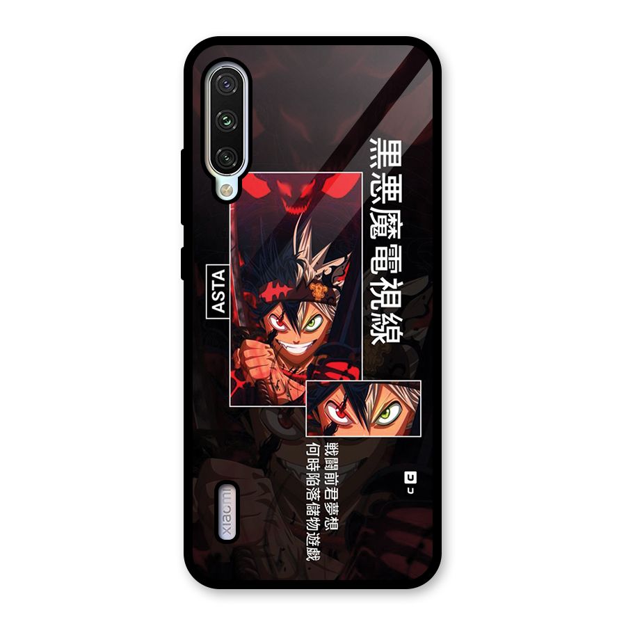 Asta Black Clover Glass Back Case for Mi A3