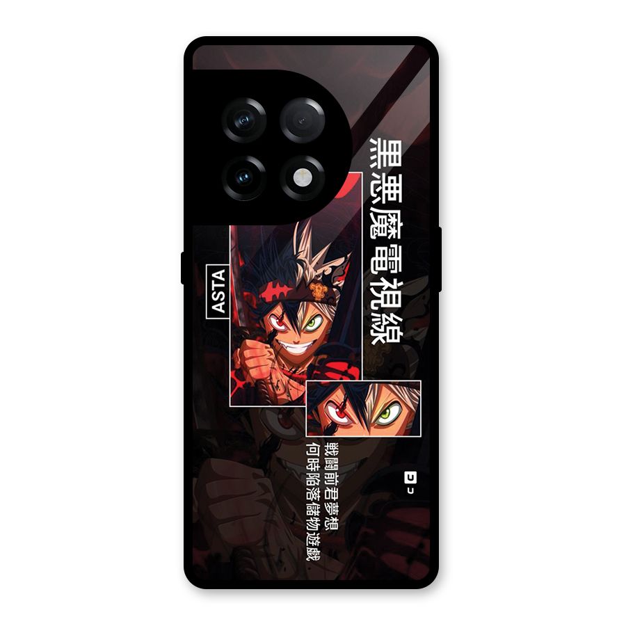 Asta Black Clover Glass Back Case for OnePlus 11R