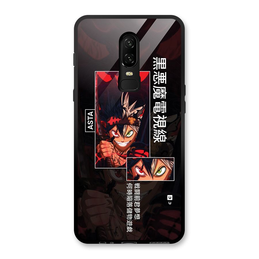 Asta Black Clover Glass Back Case for OnePlus 6