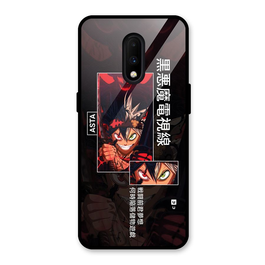Asta Black Clover Glass Back Case for OnePlus 7