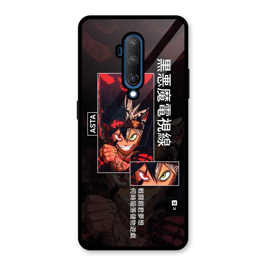 Asta Black Clover Glass Back Case for OnePlus 7T Pro