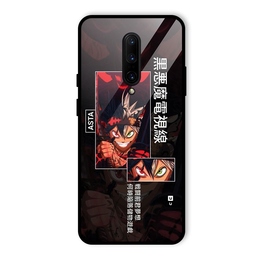 Asta Black Clover Glass Back Case for OnePlus 7 Pro