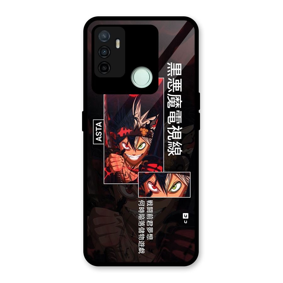 Asta Black Clover Glass Back Case for Oppo A53