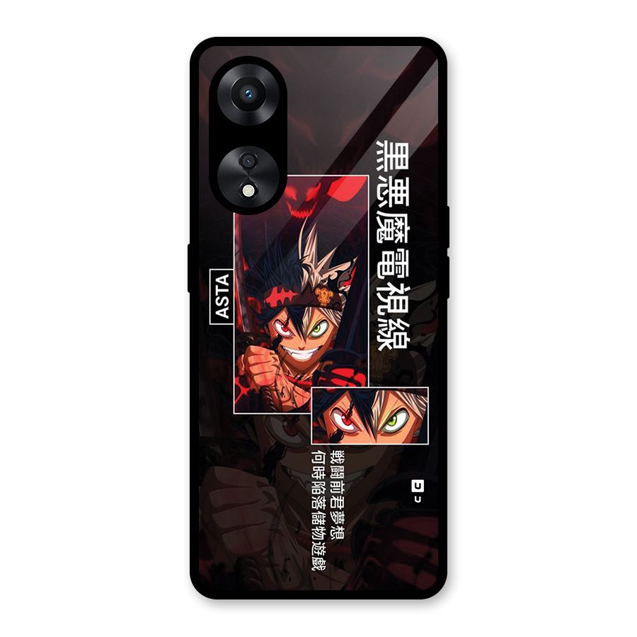 Asta Black Clover Glass Back Case for Oppo A78