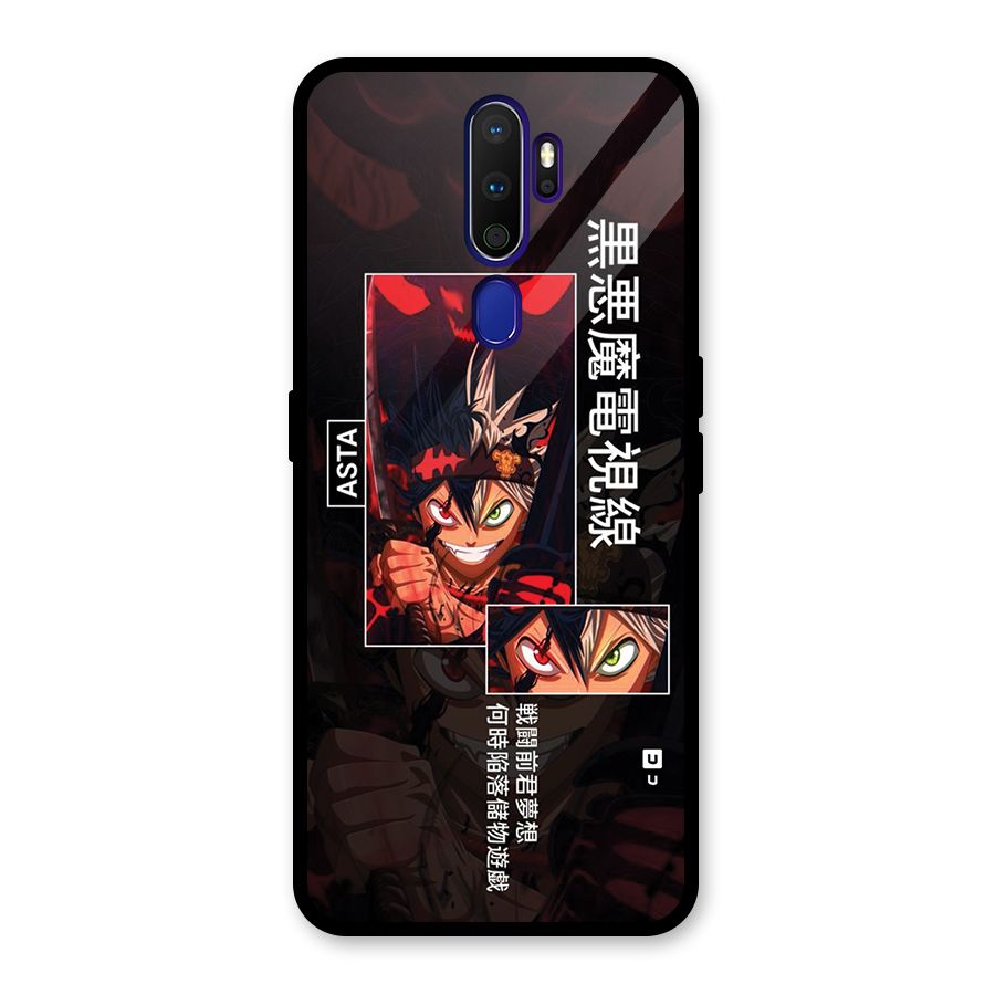 Asta Black Clover Glass Back Case for Oppo A9 (2020)