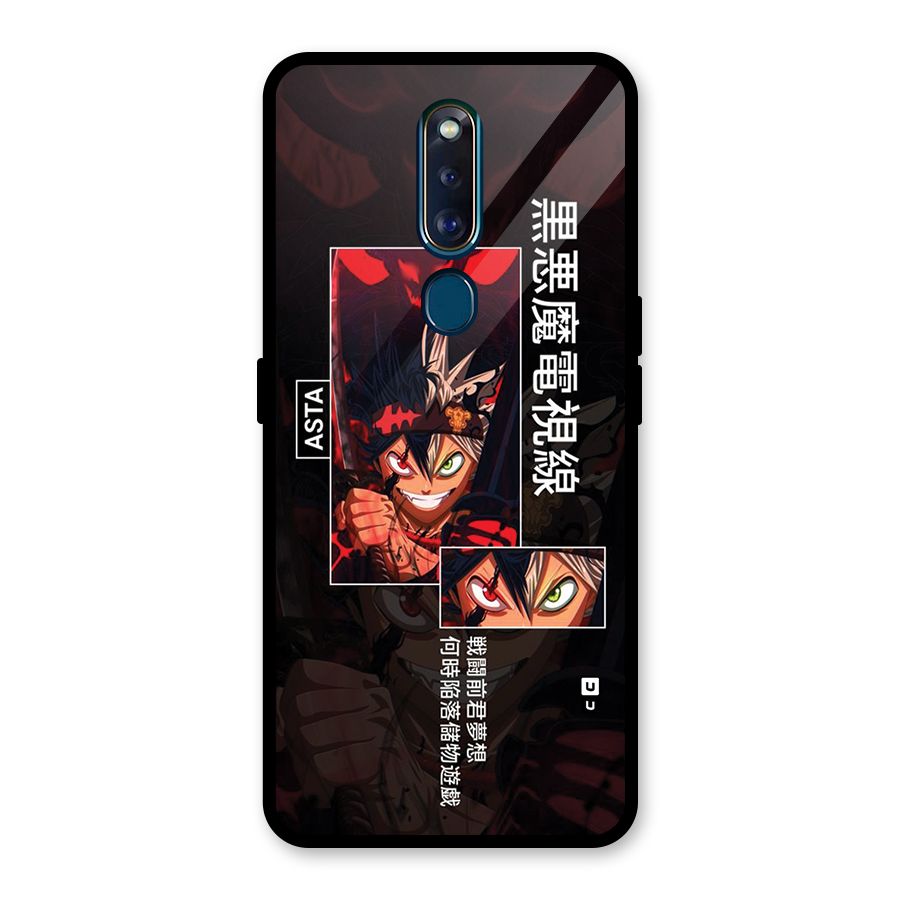Asta Black Clover Glass Back Case for Oppo F11 Pro