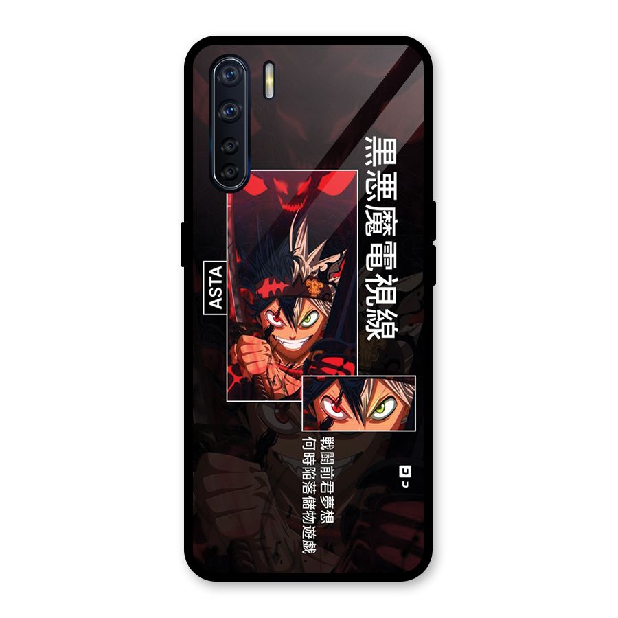 Asta Black Clover Glass Back Case for Oppo F15