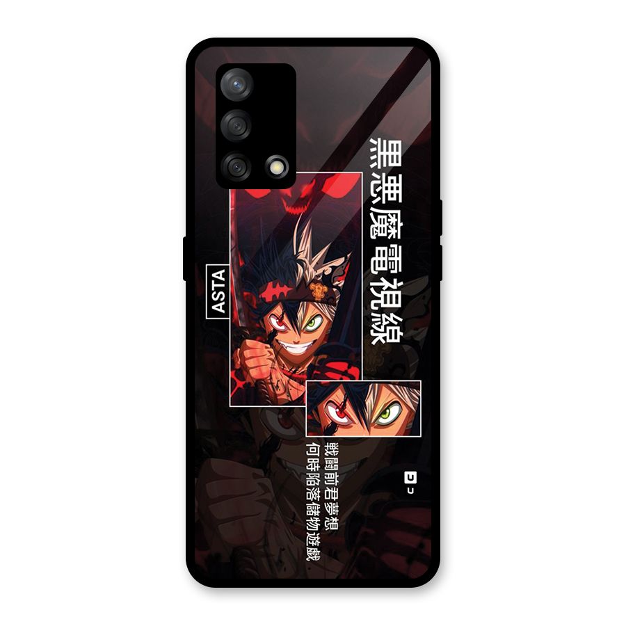 Asta Black Clover Glass Back Case for Oppo F19
