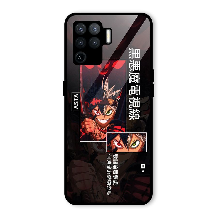 Asta Black Clover Glass Back Case for Oppo F19 Pro
