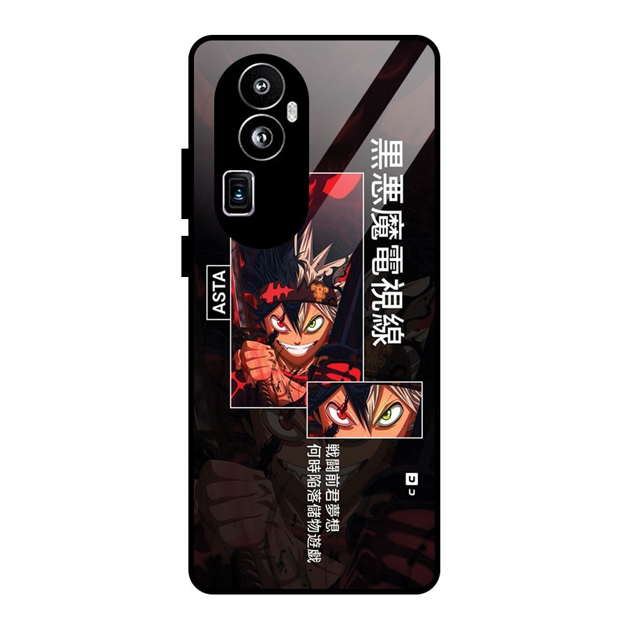 Asta Black Clover Glass Back Case for Oppo Reno10 Pro Plus