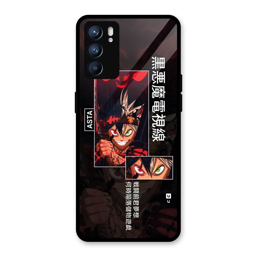 Asta Black Clover Glass Back Case for Oppo Reno6 5G