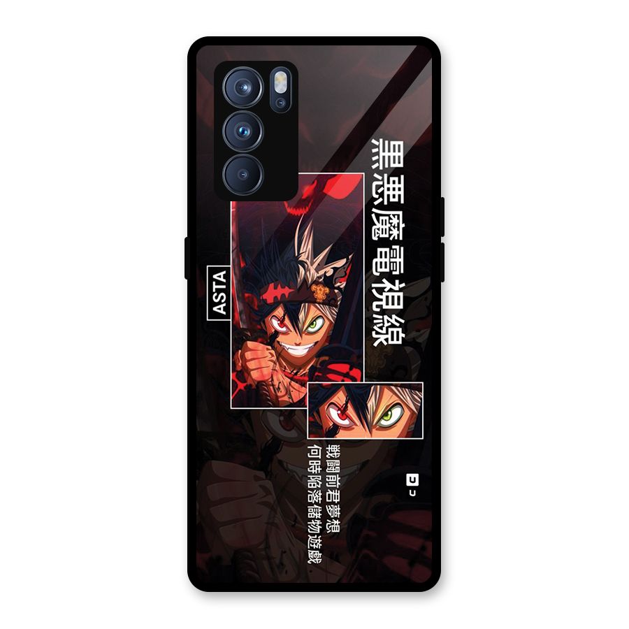 Asta Black Clover Glass Back Case for Oppo Reno6 Pro 5G