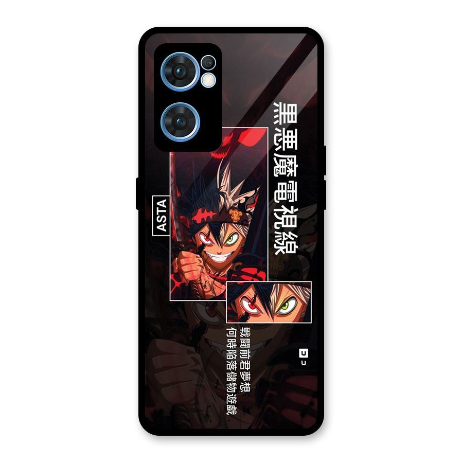 Asta Black Clover Glass Back Case for Oppo Reno7 5G
