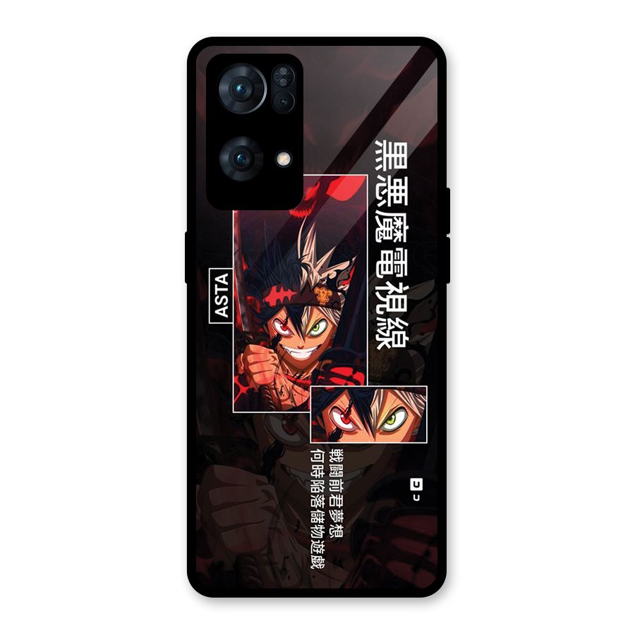 Asta Black Clover Glass Back Case for Oppo Reno7 Pro 5G