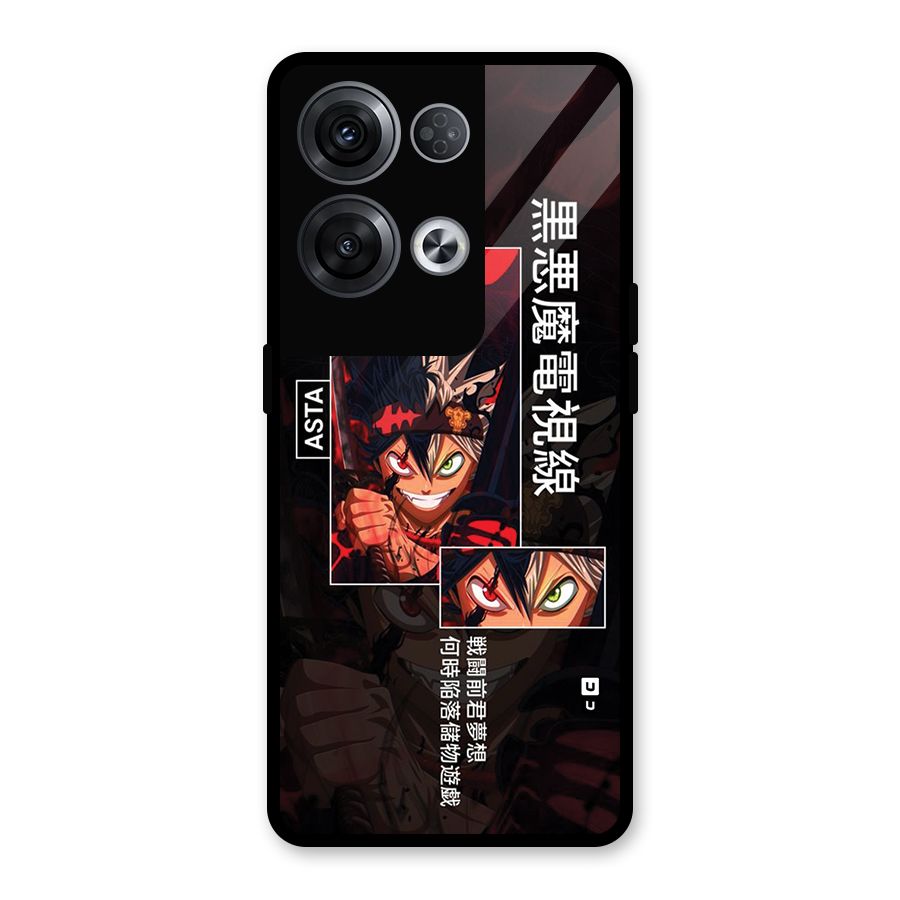 Asta Black Clover Glass Back Case for Oppo Reno8 Pro 5G
