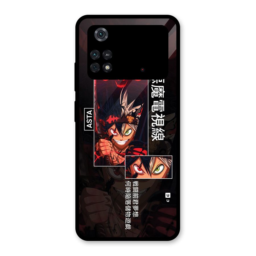 Asta Black Clover Glass Back Case for Poco M4 Pro 4G