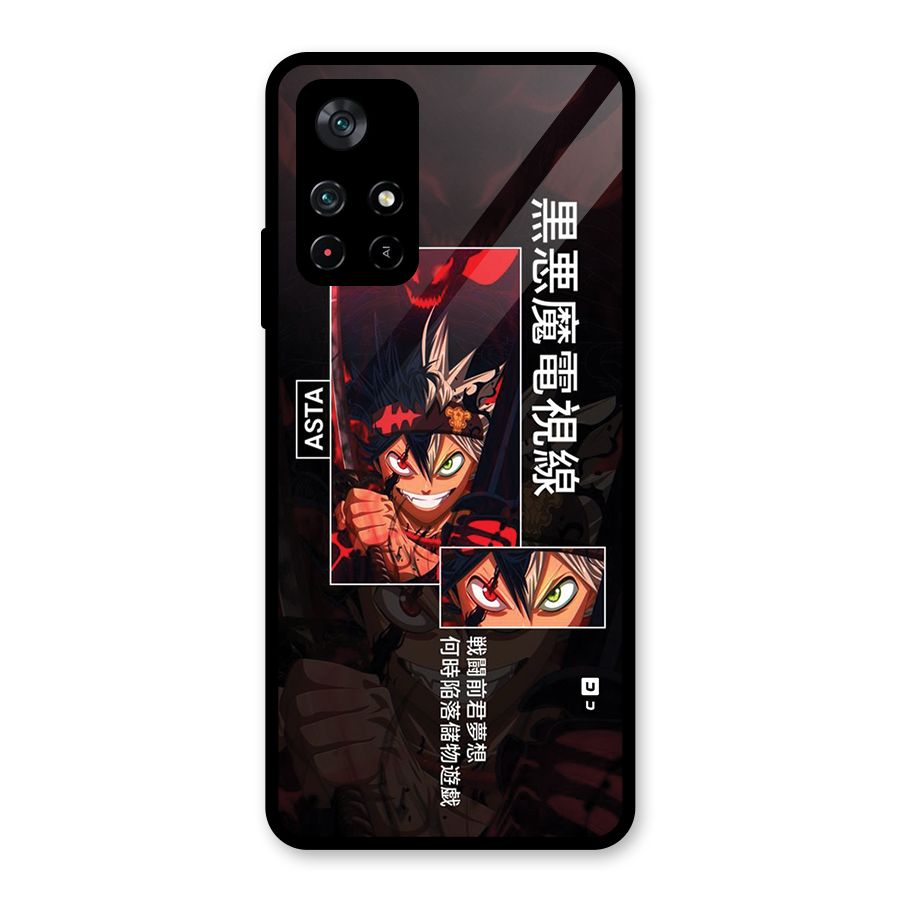 Asta Black Clover Glass Back Case for Poco M4 Pro 5G