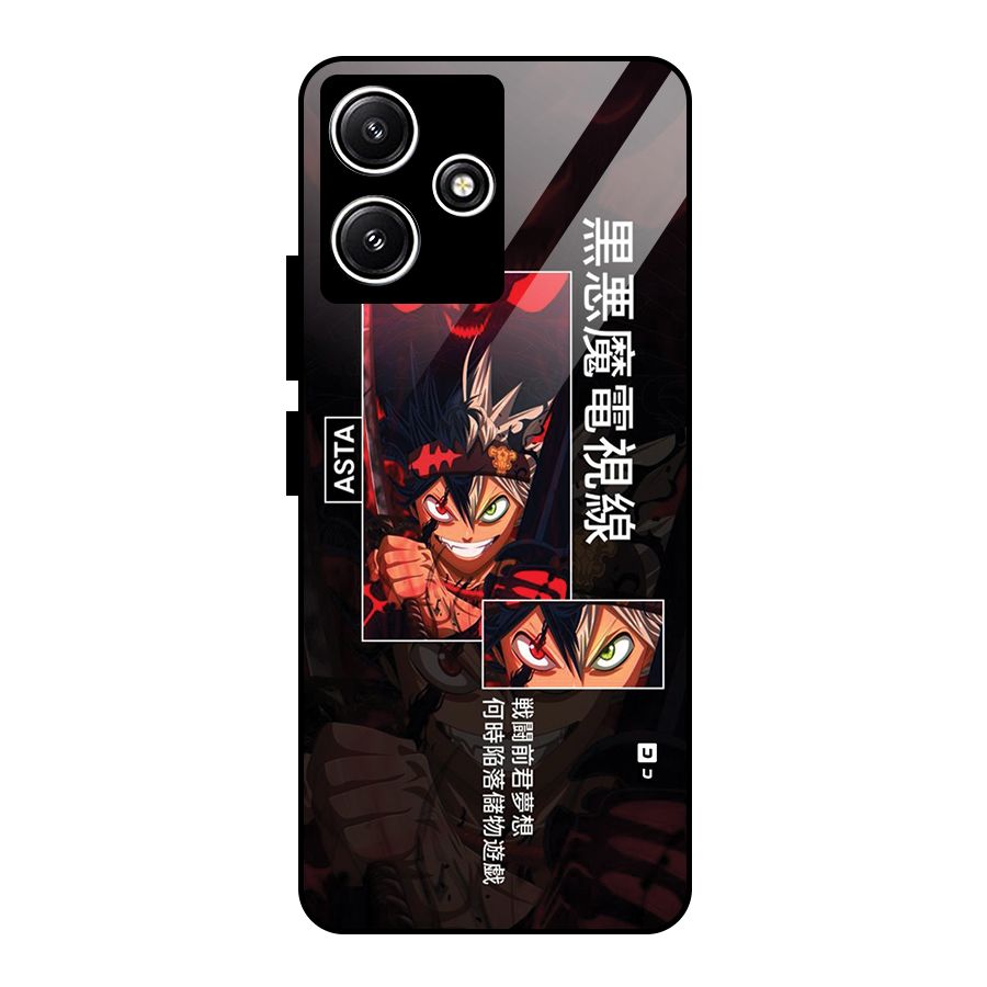 Asta Black Clover Glass Back Case for Poco M6 Pro