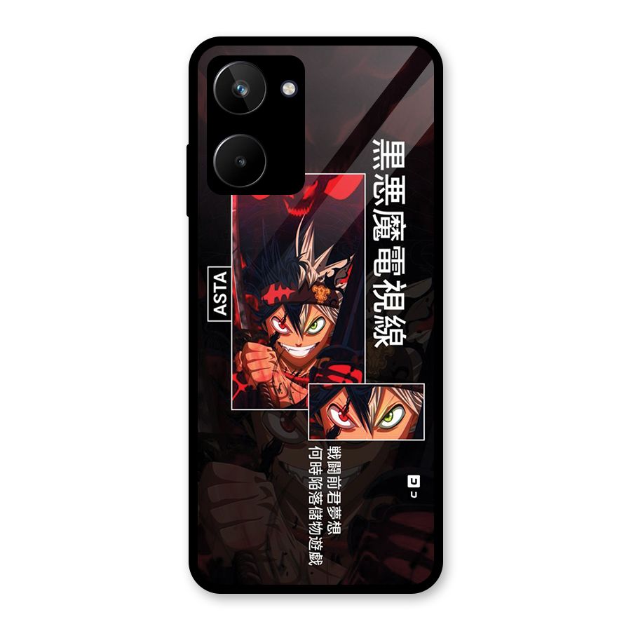 Asta Black Clover Glass Back Case for Realme 10