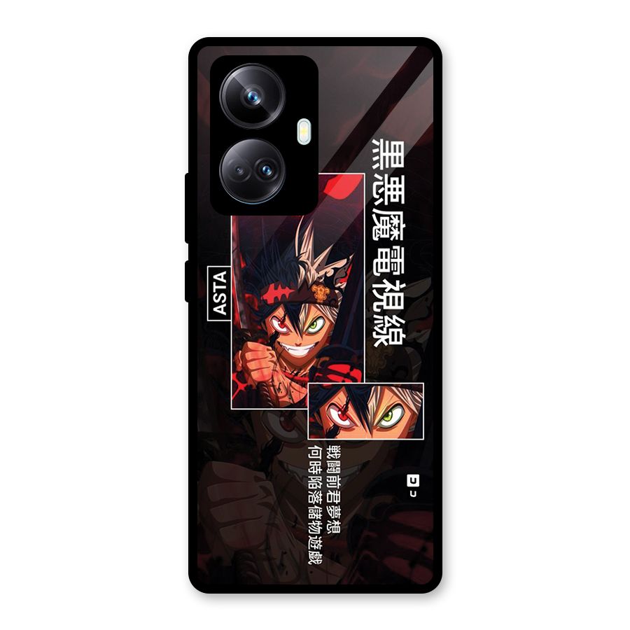 Asta Black Clover Glass Back Case for Realme 10 Pro Plus