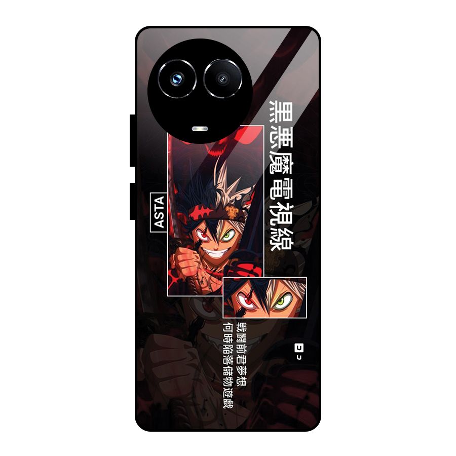 Asta Black Clover Glass Back Case for Realme 11X