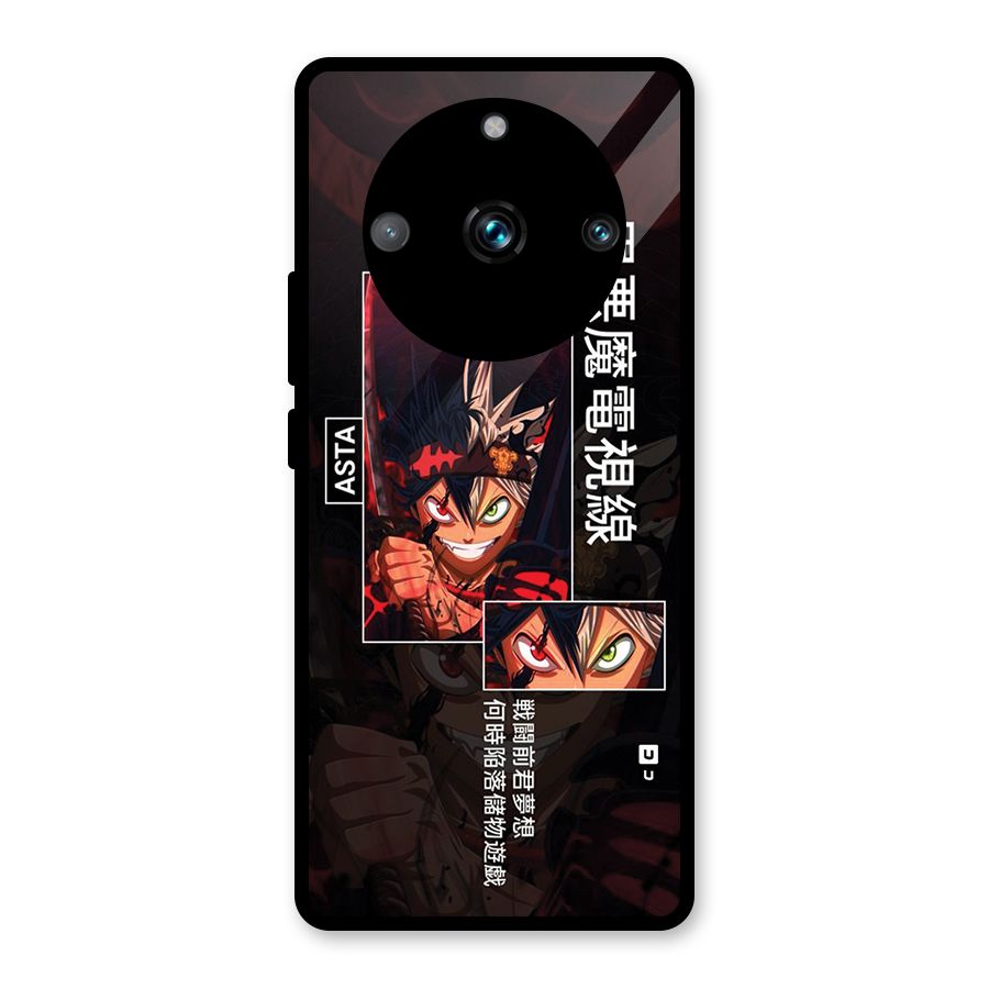 Asta Black Clover Glass Back Case for Realme 11 Pro Plus