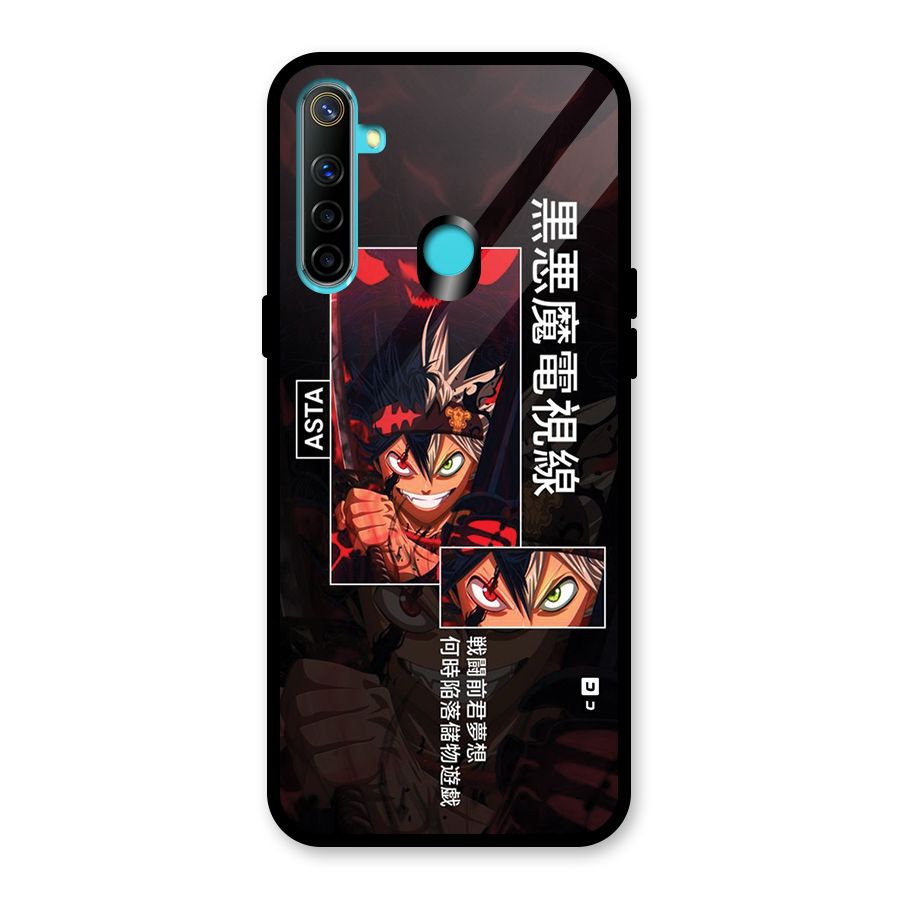Asta Black Clover Glass Back Case for Realme 5i