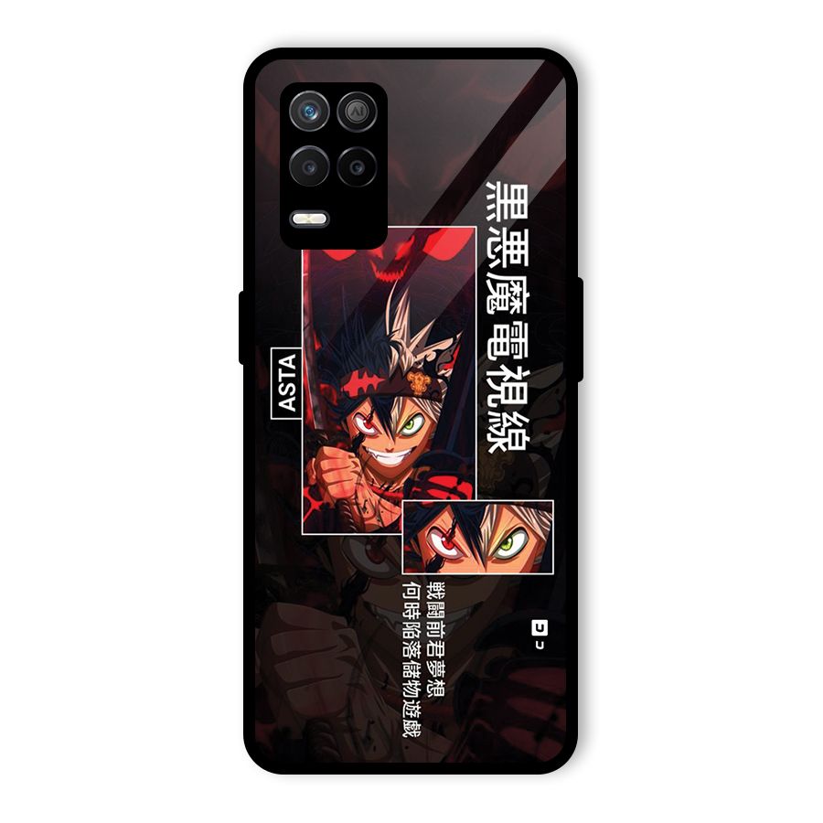 Asta Black Clover Glass Back Case for Realme 8s 5G