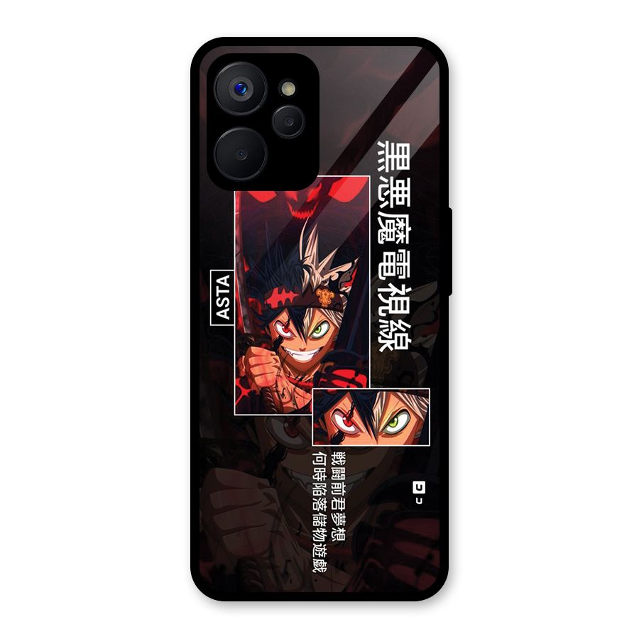 Asta Black Clover Glass Back Case for Realme 9i 5G