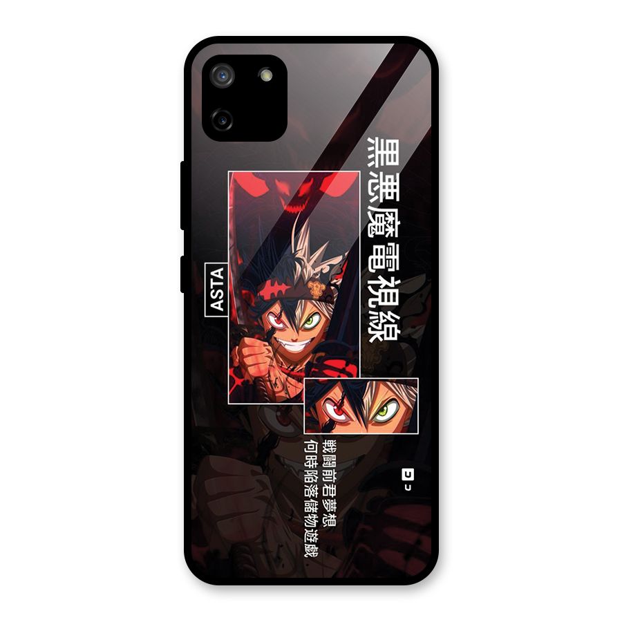 Asta Black Clover Glass Back Case for Realme C11
