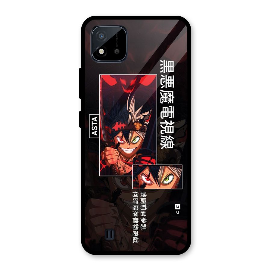 Asta Black Clover Glass Back Case for Realme C11 2021