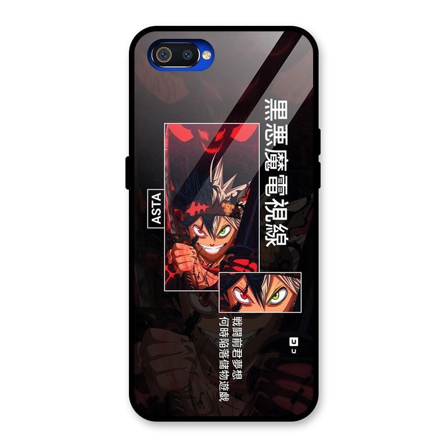Asta Black Clover Glass Back Case for Realme C2