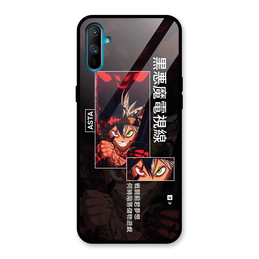 Asta Black Clover Glass Back Case for Realme C3