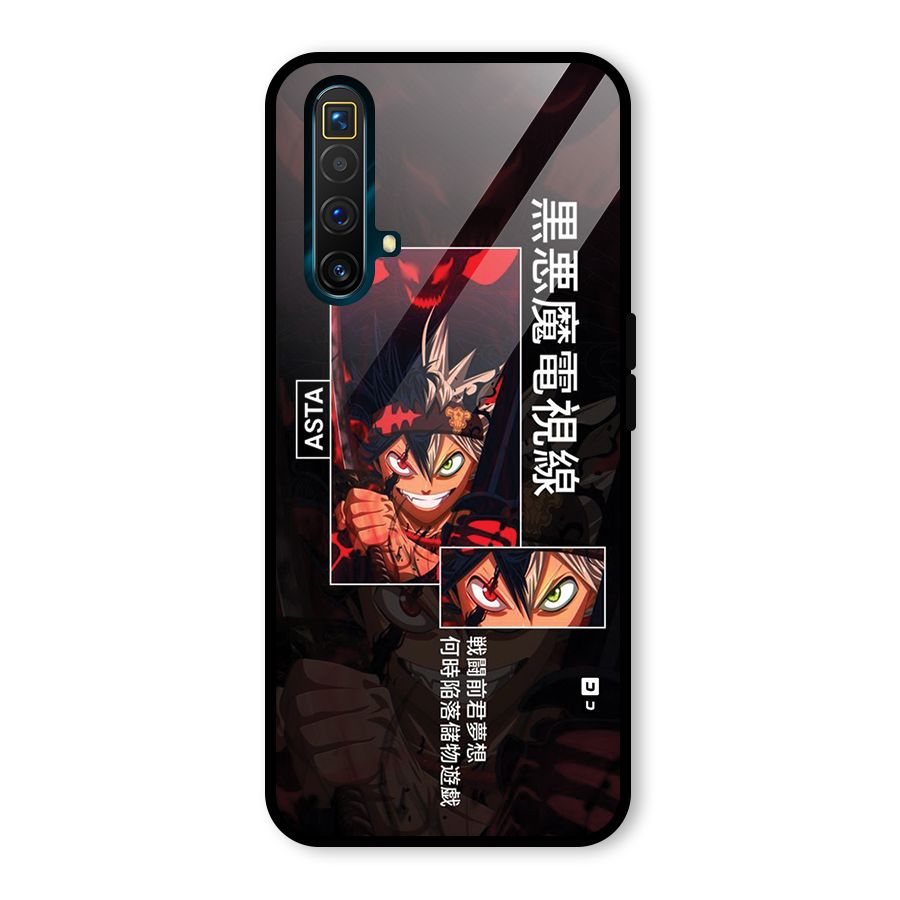 Asta Black Clover Glass Back Case for Realme X3
