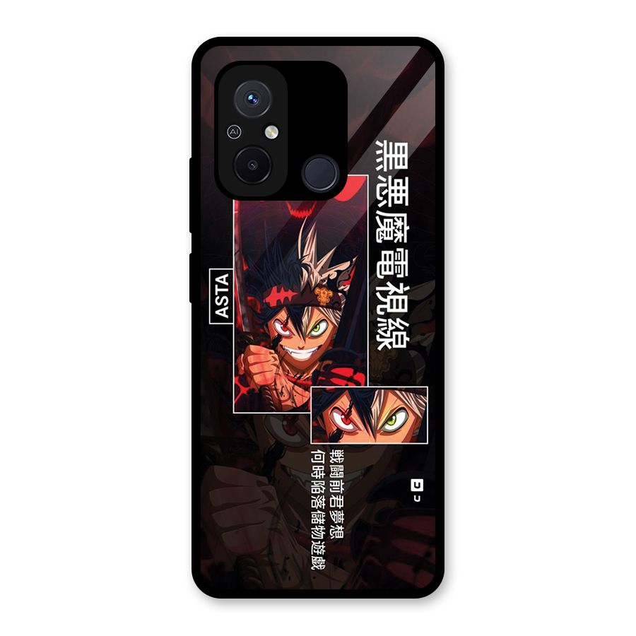 Asta Black Clover Glass Back Case for Redmi 12C