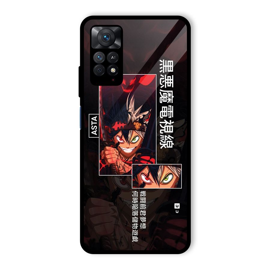 Asta Black Clover Glass Back Case for Redmi Note 11 Pro