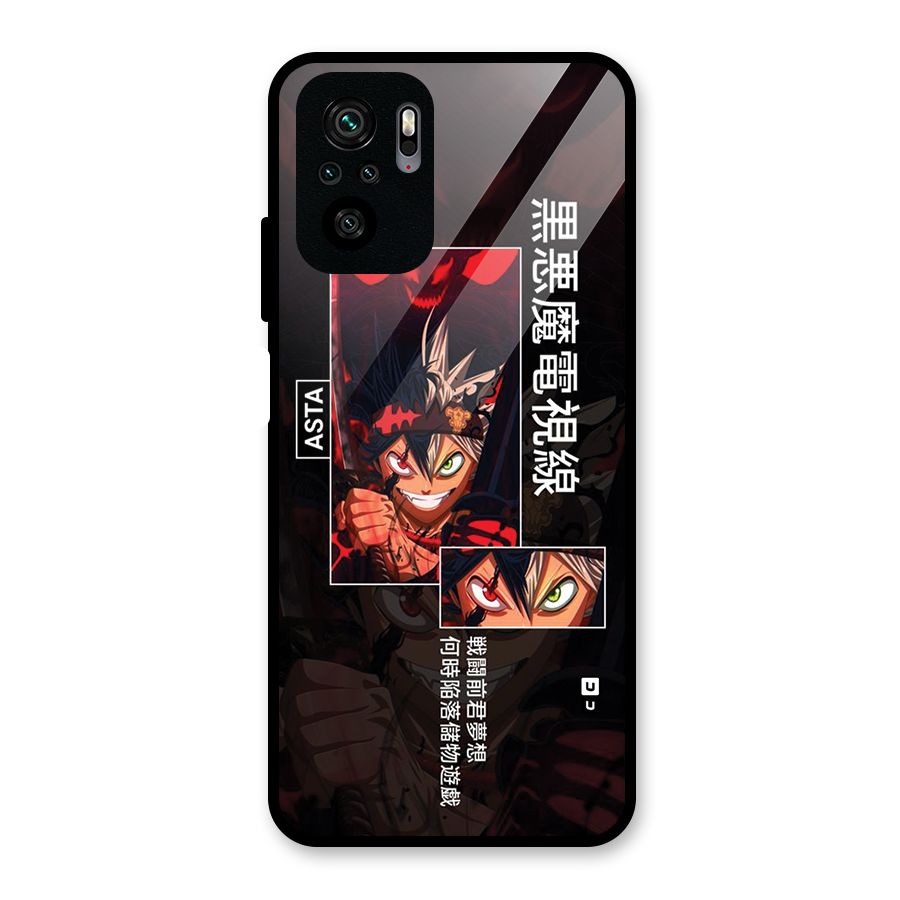 Asta Black Clover Glass Back Case for Redmi Note 11 SE